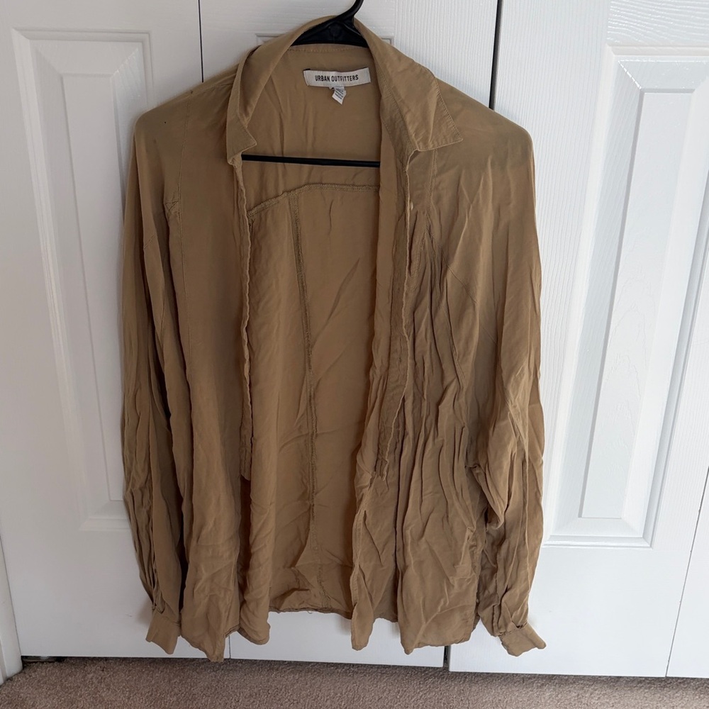 Urban Outfitters Lightweight Tan Button Up Shirt